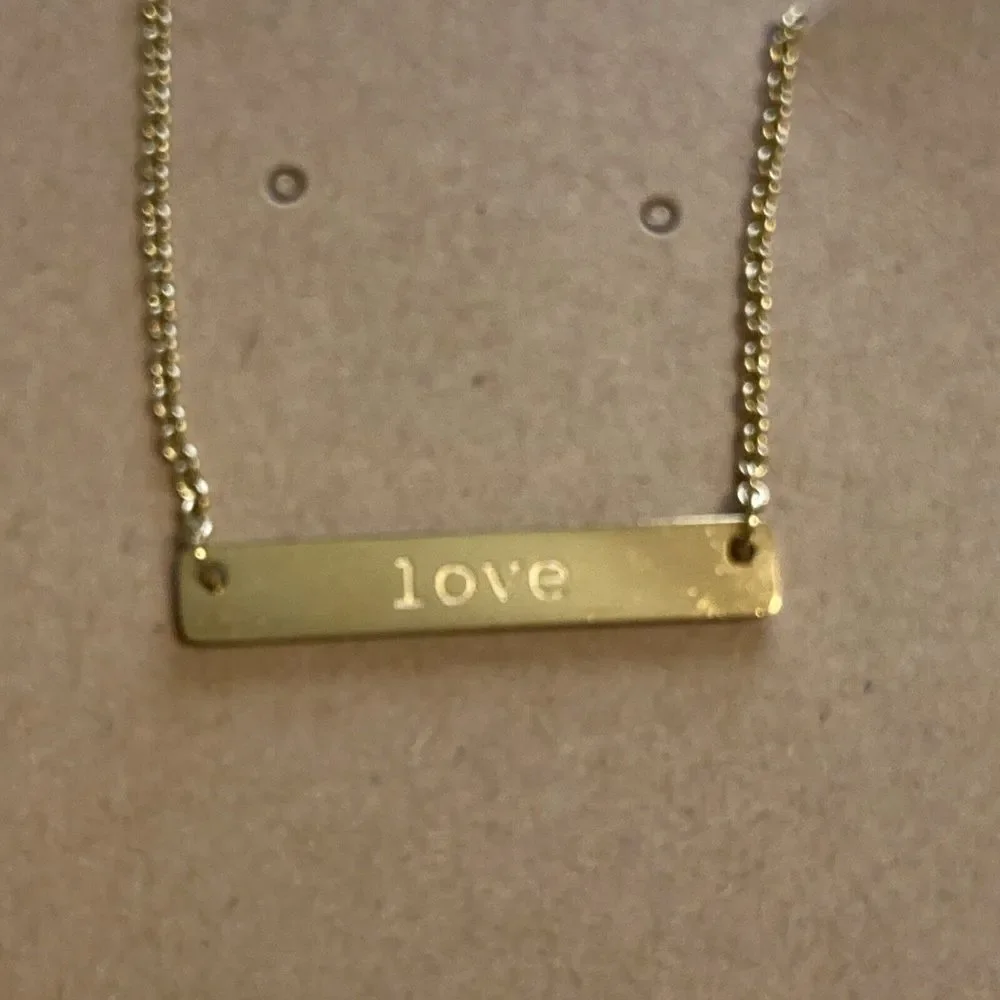 Love Bar Necklace 18k gold‎ Plated Chain Jook and Nona Signed
